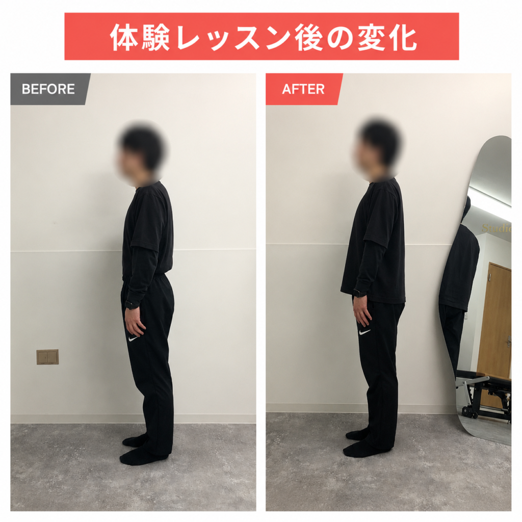 Studio I'llでのメンズピラティス体験レッスン後の男性の変化
